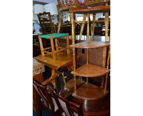 A G PLAN NEST OF THREE TABLES, a modern corner what not, three wall mirrors and a stool (6)