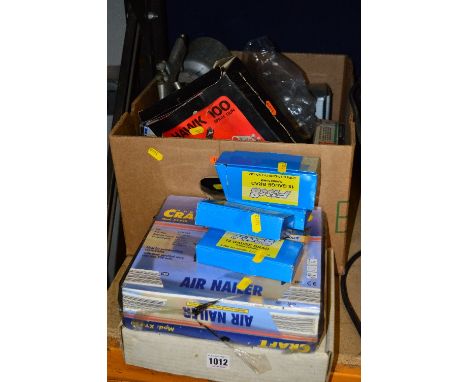 A COLLECTION OF WORKSHOP AIR TOOLS, including Driver wrench, Brad nailers, drills, air hammer, etc
