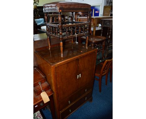 AN EDWARDIAN MAHOGANY PIANO STOOL, walnut tall boy, a Victorian spoonback chair, two other oak chairs, etc (6)