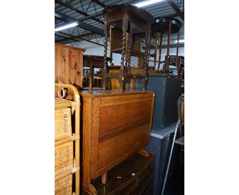 AN OAK GATE LEG TABLE, and a barley twist occasional table (2)