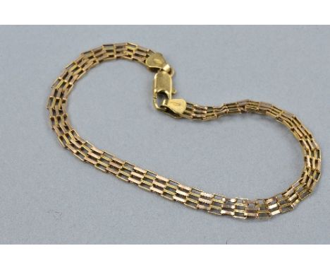 A 9CT GATE BRACELET, approximate size 4.0 grams