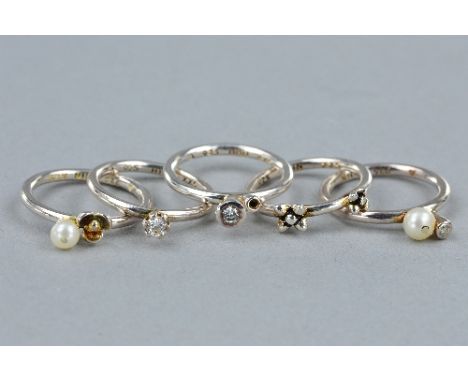 A SELECTION OF FIVE 925 SILVER STACKING RINGS, ring size I, approximate weight 9.4 grams