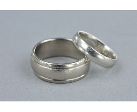 TWO PLATINUM BANDS (950), ring sizes K & Q, approximate weight 14.2 grams
