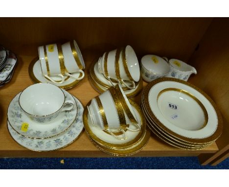 ROYAL WORCESTER 'CORONET' PART TEAWARES (for four settings) (16), two Coalport cups/saucers and a Minton 'Alpine Spring' bach