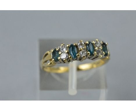 A 9CT GOLD EMERALD AND CUBIC ZIRCONIA RING, ring size K, approximate weight 2.2 grams 