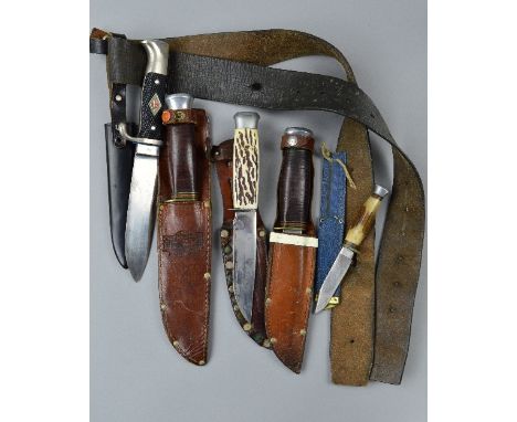 FIVE MIXED HUNTING KNIVES
