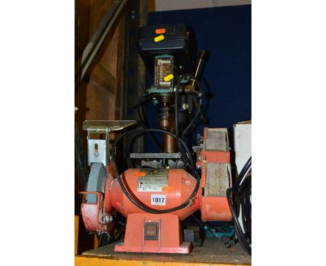 A FERM FTB13 PILLAR DRILL, and a Blackspur BB-BG 110 bench grinder/sander