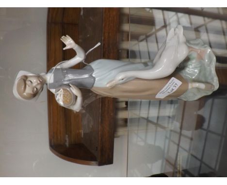Lladro figure of a girl with goose