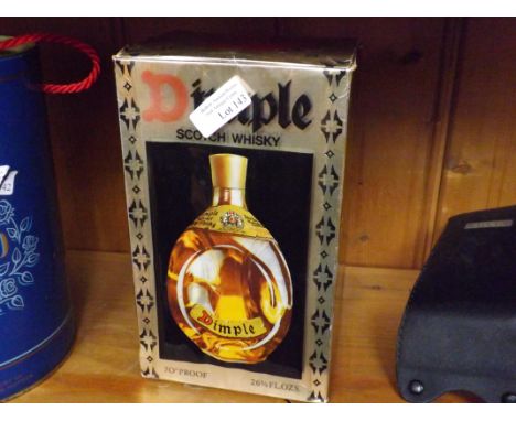 Bottle of Dimple Scotch whiskey, full
