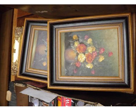Two oil paintings and a print