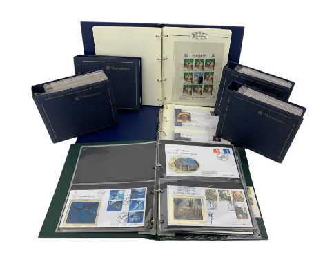 Stamps and first day covers, including Benham 'Silk' covers, special postmark covers, mint stamp miniature sheets etc, housed