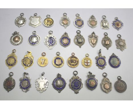 COLLECTION OF GOLD &amp; SILVER FOOTBALL MEDALS - JESS PARKER an interesting collection of Amateur Football medals mostly fro