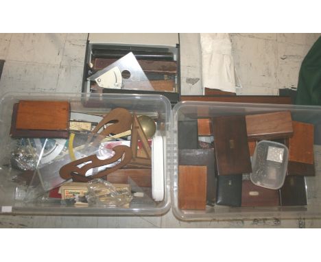 LARGE QTY OF GEOMETRY ITEMS including various antique cased sets (partly complete), various rulers and set squares, various l