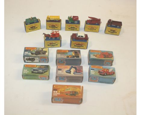 MATCHBOX - BOXED DIE CAST TOYS 7 boxed models including MB 12 Land Rover, MB 22 Vauxhall Cresta, MB 20 E.R.F Stake Truck, MB 