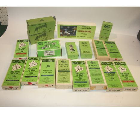 SUBBUTEO BOXED ITEMS a wide variety of boxed Subbuteo, including Floodlighting Set 2, C122 Goals, C128 FA Cup, C130 World Cup