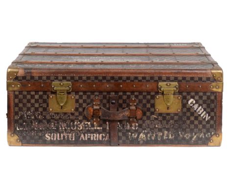 MOYNAT VINTAGE CABIN TRUNK - PARIS a circa 1930's vintage cabin trunk, by Moynat of Paris. The wooden trunk with brass and le
