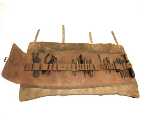 HOLTZAPFFEL LEATHER ROLL COMBINATION SET - TOOL SET an interesting tool set by Holtzapffel, a leather roll containing a range