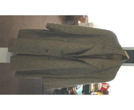 THREE GENTLEMANS VINTAGE COATS to include a black twill coat with velvet collar, deep pockets, lined, labelled for L G Wilkin