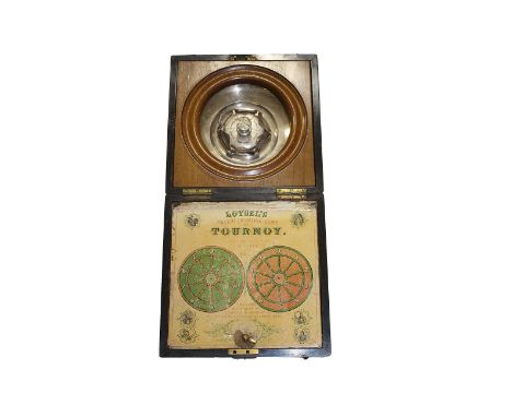 UNUSUAL 19THC FRENCH BOARD GAME - LOYSELS PATENT an unusual Loysel's Patent Chivalric Game of Tournoy, with a walnut case and