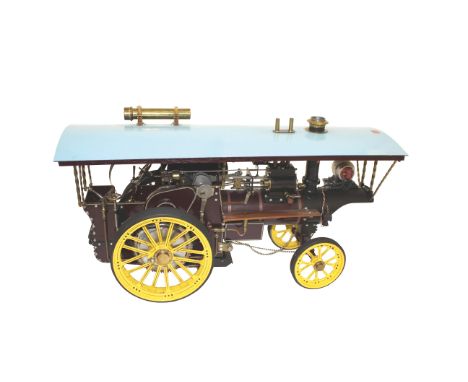 MODEL STEAM TRACTION ENGINE - MAXWELL HEMMENS a 1'' scale model of a Showmans Traction Engine, of copper construction and wit