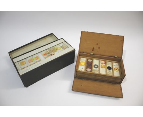 QTY OF MICROSCOPE SLIDES including a wooden box containing a variety of professional and amateur slides, makers including W H