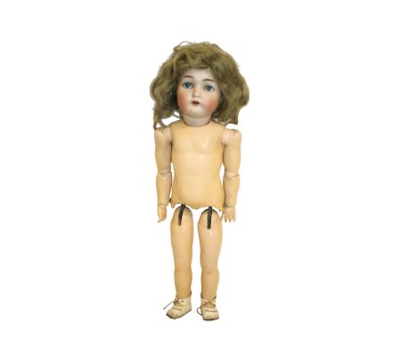 SIMON & HALBIG FOR KAMMER & REINHARDT - WALKING DOLL with weighted blue eyes and open mouth, with a walking mechanism which m