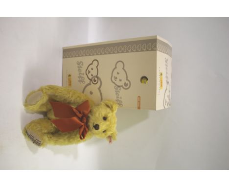 STEIFF TEDDY BEAR - BOXED a modern Steiff Musical Bear Teddy Bear's Picnic, No 605 of 2000. With it's box, bag and certificat