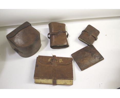 QTY OF VINTAGE LEATHER FLY WALLETS & FLY BOXES an interesting mixed lot including examples by Hardy, Army & Navy etc. Also wi