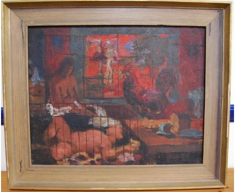 David Abercrombie Donaldson ARSA RSA RP (Scottish, 1916 - 1996) Death of the First Born Signed lower right and verso, oil on 