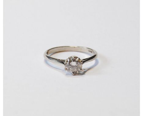 Diamond solitaire ring with brilliant, '.72', in white gold, 18ct, size O.CONDITION REPORT: The stone is 5.5mm diameter.  The