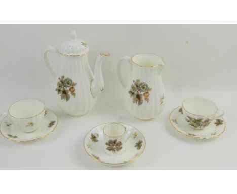 Royal Worcester Dorchester pattern part tea and coffee service, (12 tea cups and saucers, 12 coffee cups and saucers)