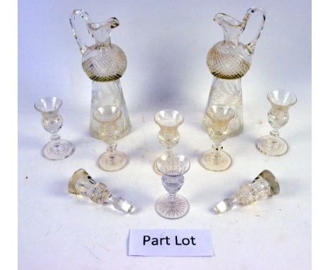 Scottish Whisky decanter and tot cup set, one glass later, together with a part-service of Staffordshire Midwinter