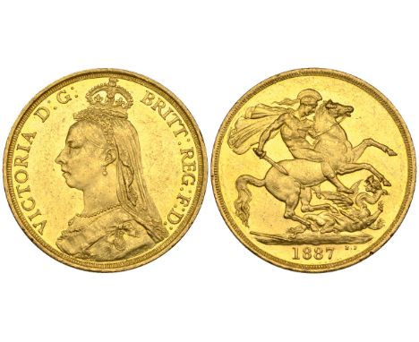 Victoria, Jubilee, 1887, two-pounds (5), light bagmarks, extremely fine or better