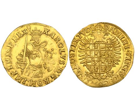Spanish Netherlands, Brabant, Charles V (1506-55), real d’or (1521-40), Antwerp mint, m.m. hand, double stops in legend, half