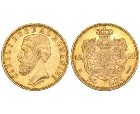 Romania, Carol I, 20 lei, 1890, light bagmarks, better than extremely fine