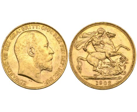 Edward VII, Coronation, 1902, two-pounds (S. 3967), light bagmarks, tiny edge nicks, extremely fine