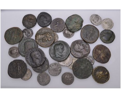 Septimius Severus (193-211), denarii (3) and sestertii (3); Caracalla, antoninianus, denarii (4) and sestertius; Geta, denari