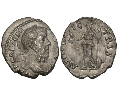 Pescennius Niger (193-194), denarius, Antioch, rev., miner victris, Minerva standing left holding owl on globe and sceptre wi