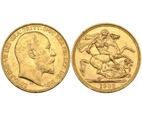 Edward VII, Coronation, 1902, two-pounds (S. 3967), light bagmarks, tiny edge nicks, extremely fine or better