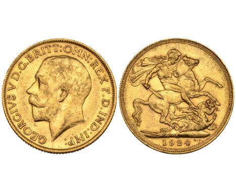 George V, sovereign, 1924 S, Sydney mint (M. 284; S. 3997), light overall wear, extremely fine