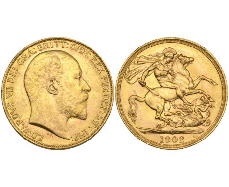 Edward VII, Coronation, 1902, two-pounds (S. 3967), light bagmarks, tiny edge nicks, extremely fine or better