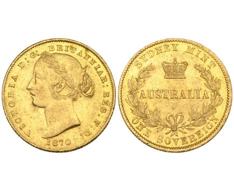 Australia, Victoria, Sydney mint, sovereign, 1870, light bagmarks, extremely fine
