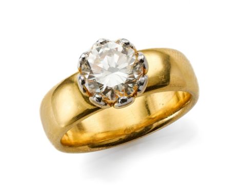 Gr. Brillant-Solitär-Ring, Juw. MechthildBaumann, Köln nach 1968. 18 kt GG/WG, besetzt m. 1 Brillant-Solitär v. ca. 2,80 ct (
