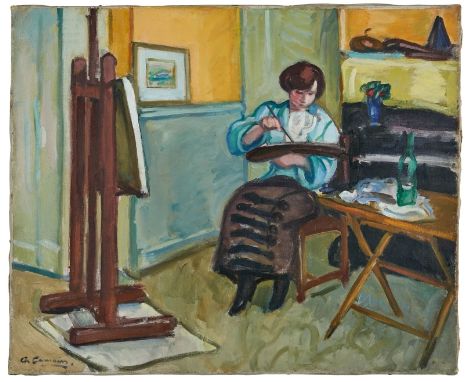 Gemälde Charles Camoin1879 Marseille - 1965 Paris "Émilie Charmy dans son atelier" um 1910 u. li. sign. Ch. Camoin Öl/Lwd., 6