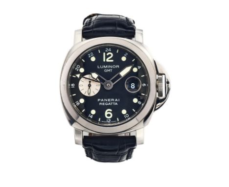 Gr. Herrenarmbanduhr Panerai LuminorGMT Regatta, Schweiz 2002. Stahl. Automatik. Ex. 121/300. Ref.-Nr. OP6587. Serien-Nr. PB5