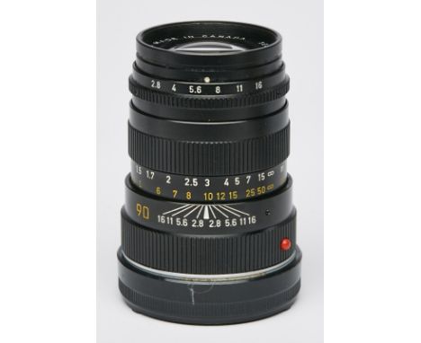 Objektiv Leitz,Tele Elmarit-M, 1:2,8/90,Lens Made in Canada, Nr.: 3003950. Gebrauchsspuren, Linse etwas verchmutzt, ohne Funk