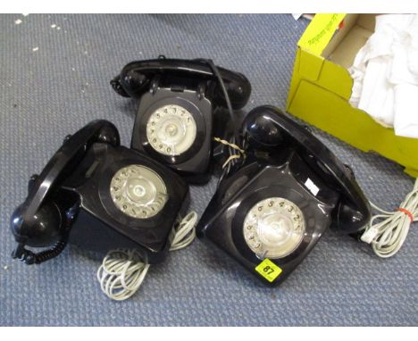 Three retro Rotary 746 telephones in black 