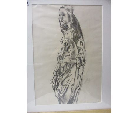 Peter De Francia - 'Virgin and Child' pencil sketch signed and dated '63, lower right, 19 1/2" x 13 1/2", in a glazed frame 