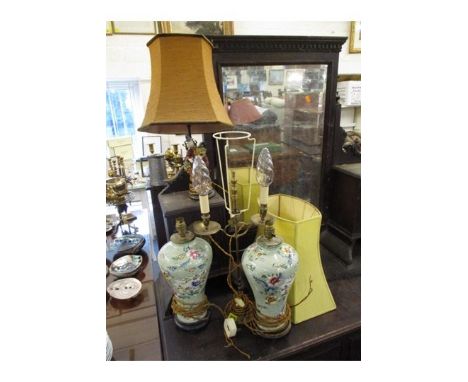 A selection of table lamps and lamp shades