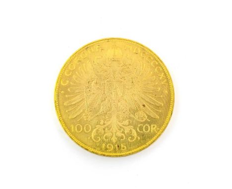 Austria, Franz Jospeh I (1848-1916) Restrike 100 Corona 1915, KM2819, obv. head right, rev. crowned double eagle with 1915 be